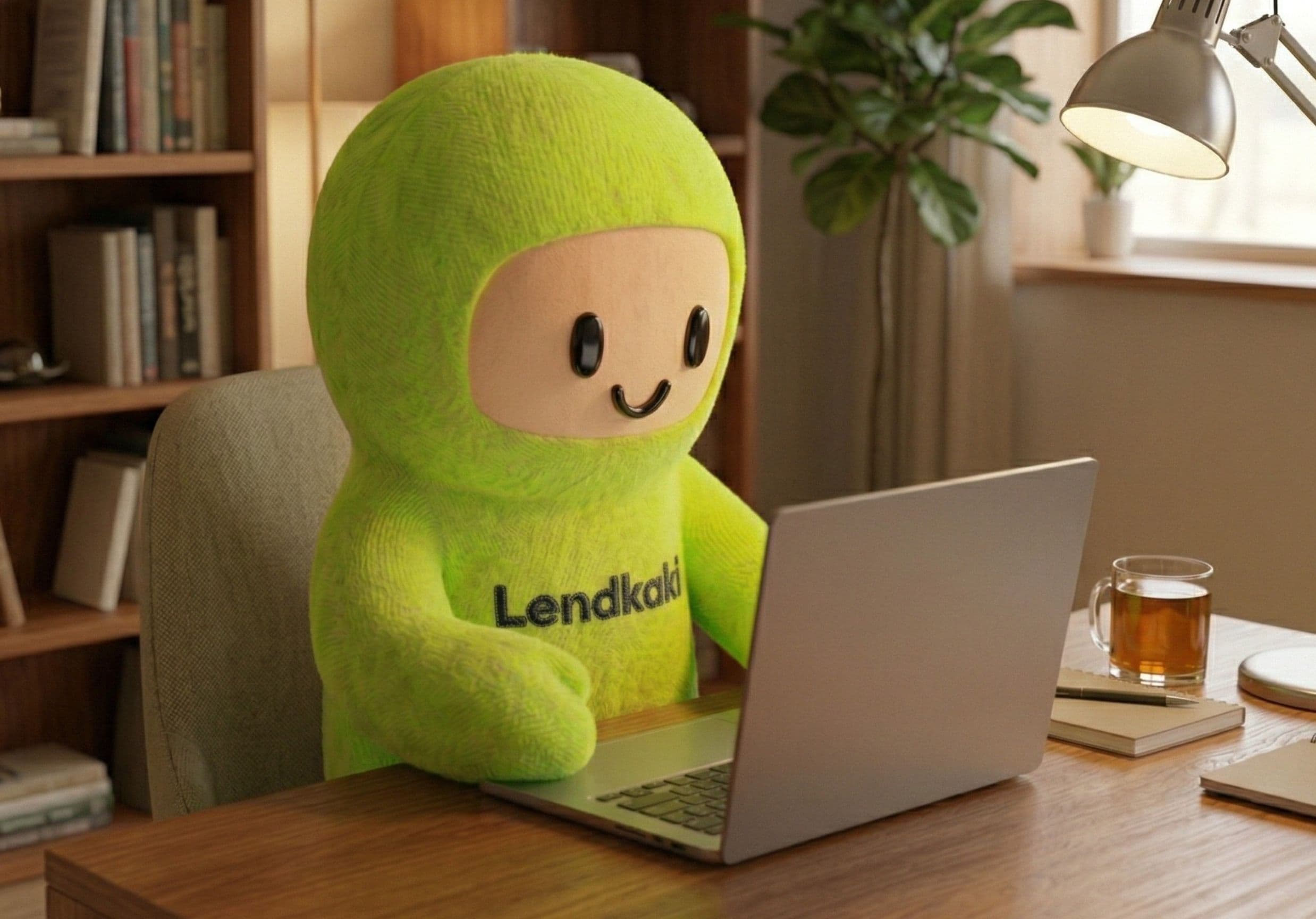 Apply once — mascot at laptop